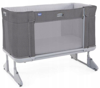 Cestovná postieľka Chicco 121 x 62 cm, odtiene sivej a striebornej